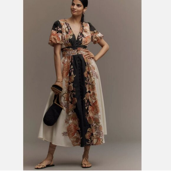 Anthropologie The heynasreen Katerina Button-Front Dress Floral Size 2X NWT Plus - Picture 3 of 7